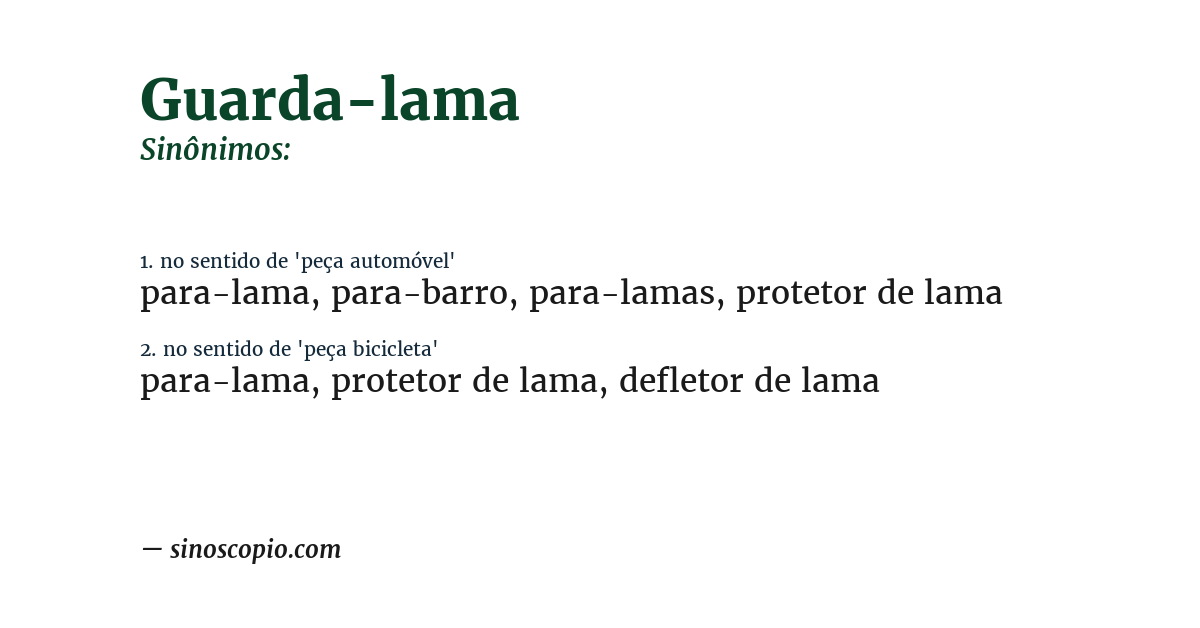 Sinônimo de guarda-lama