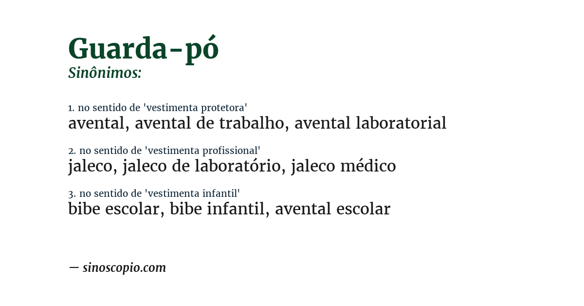 Sinônimo de guarda-pó