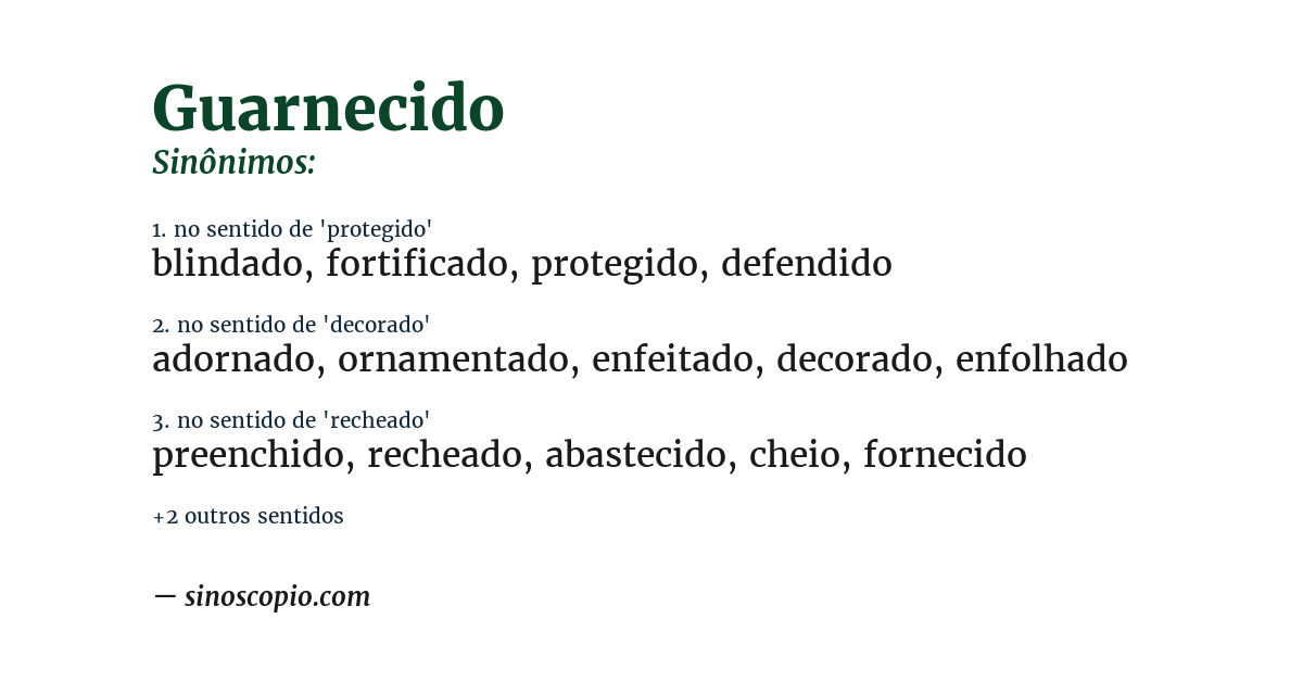 Sinônimo de guarnecido