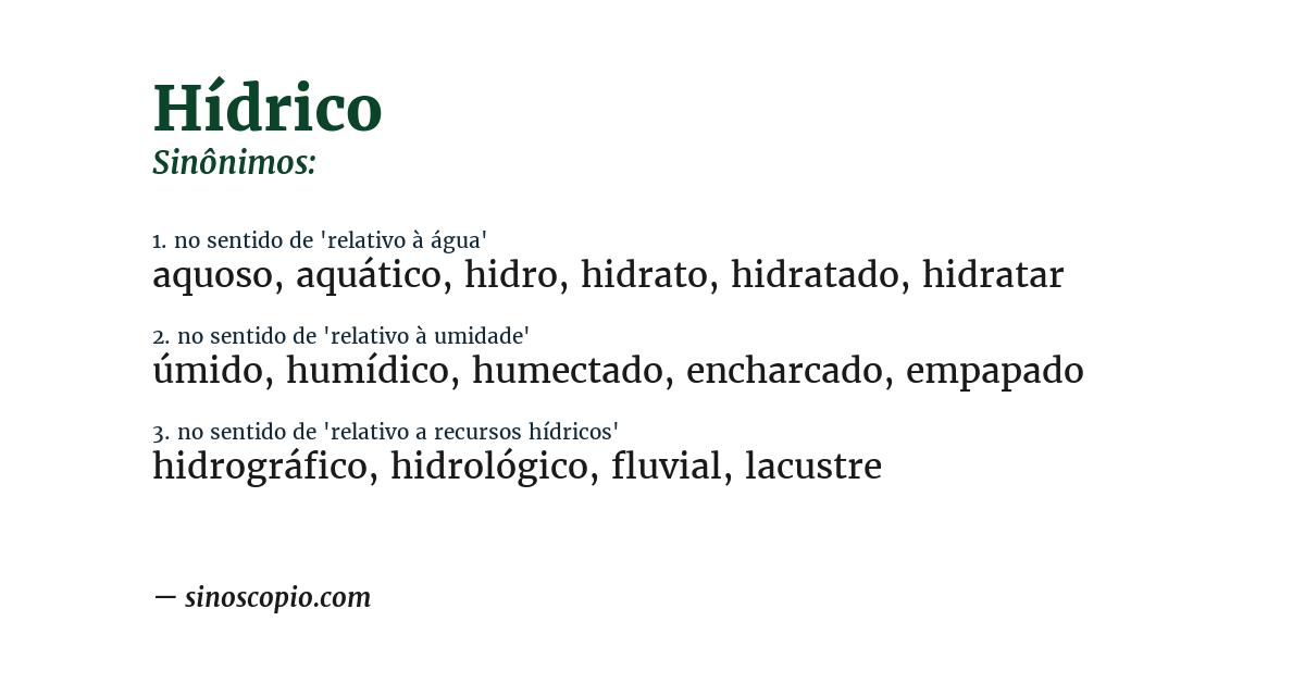Sinônimo de hídrico