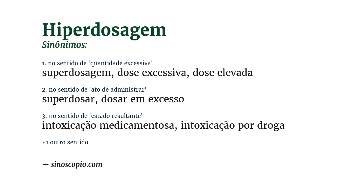 Sinônimo de hiperdosagem