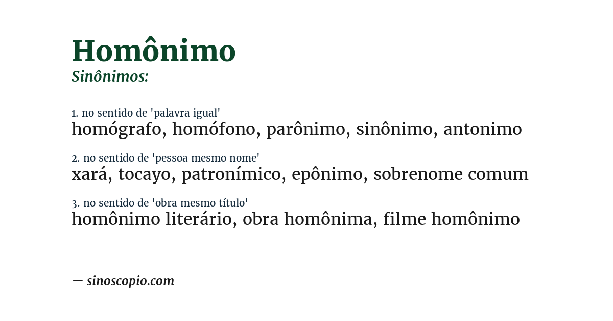 Sinônimo de homônimo