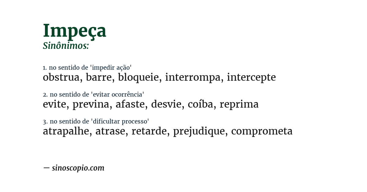 Sinônimo de impeça