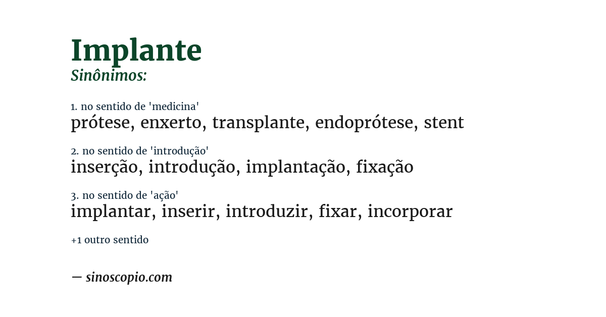 Sinônimo de implante