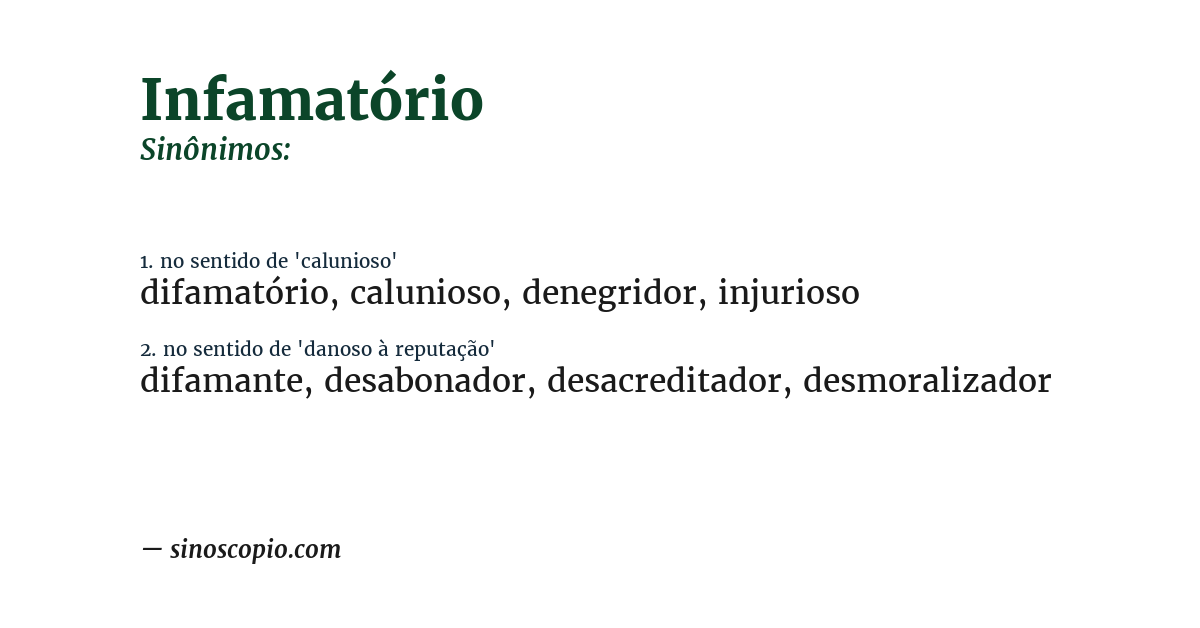 Sinônimo de infamatório