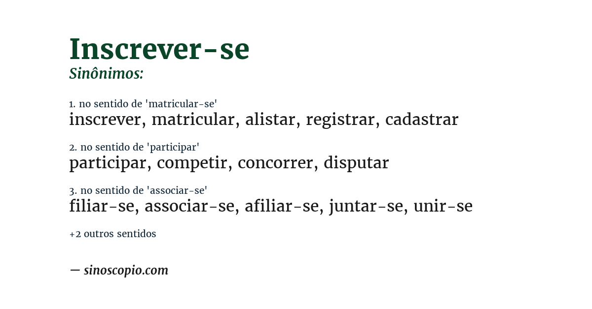 Sinônimo de inscrever-se