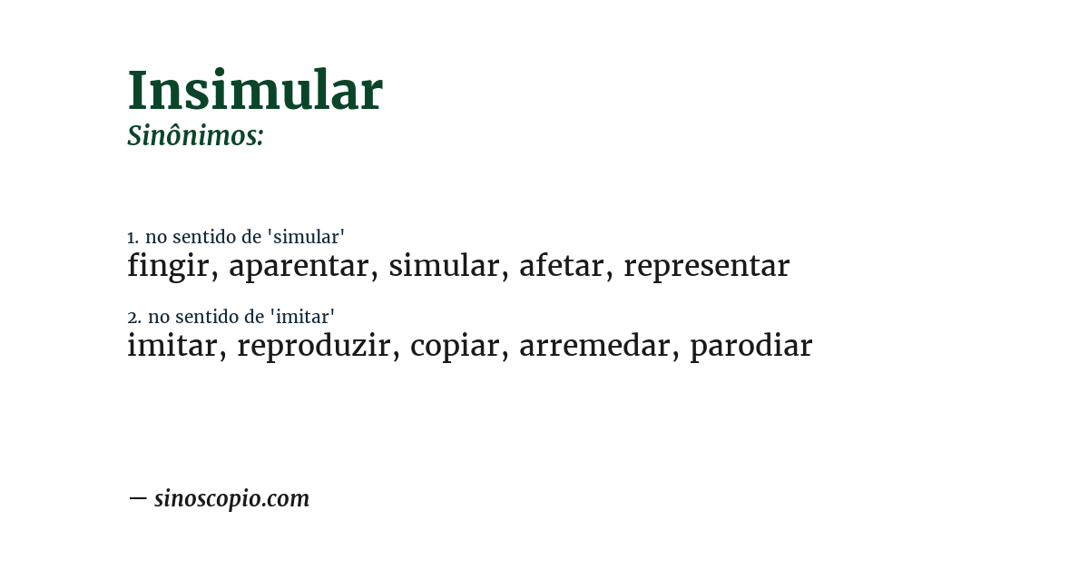 Sinônimo de insimular