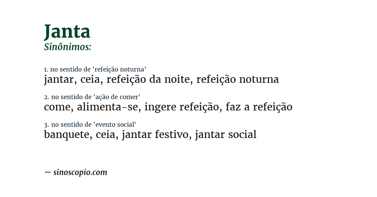 Sinônimo de janta