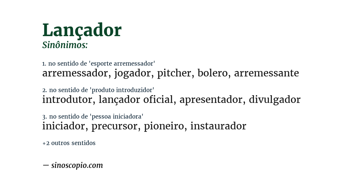 Sinônimo de lançador