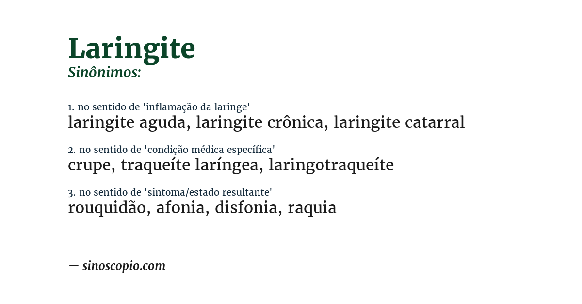 Sinônimo de laringite
