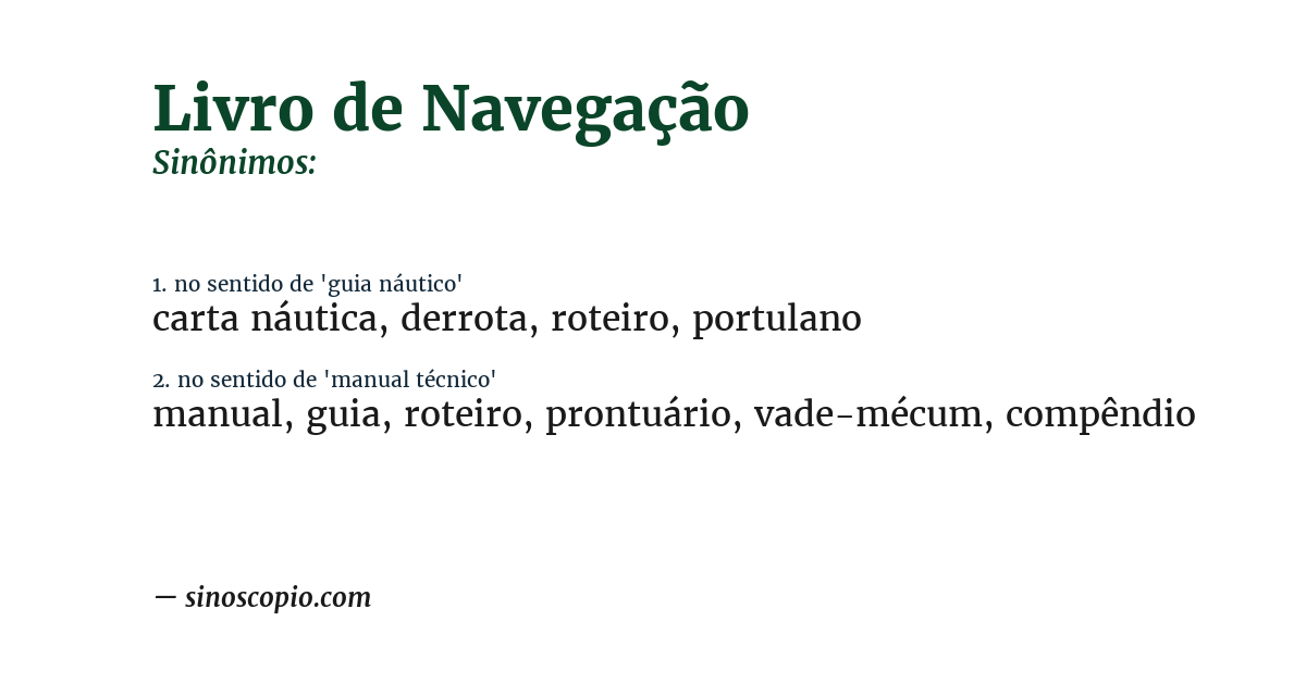 Sinônimo de livro de navegação