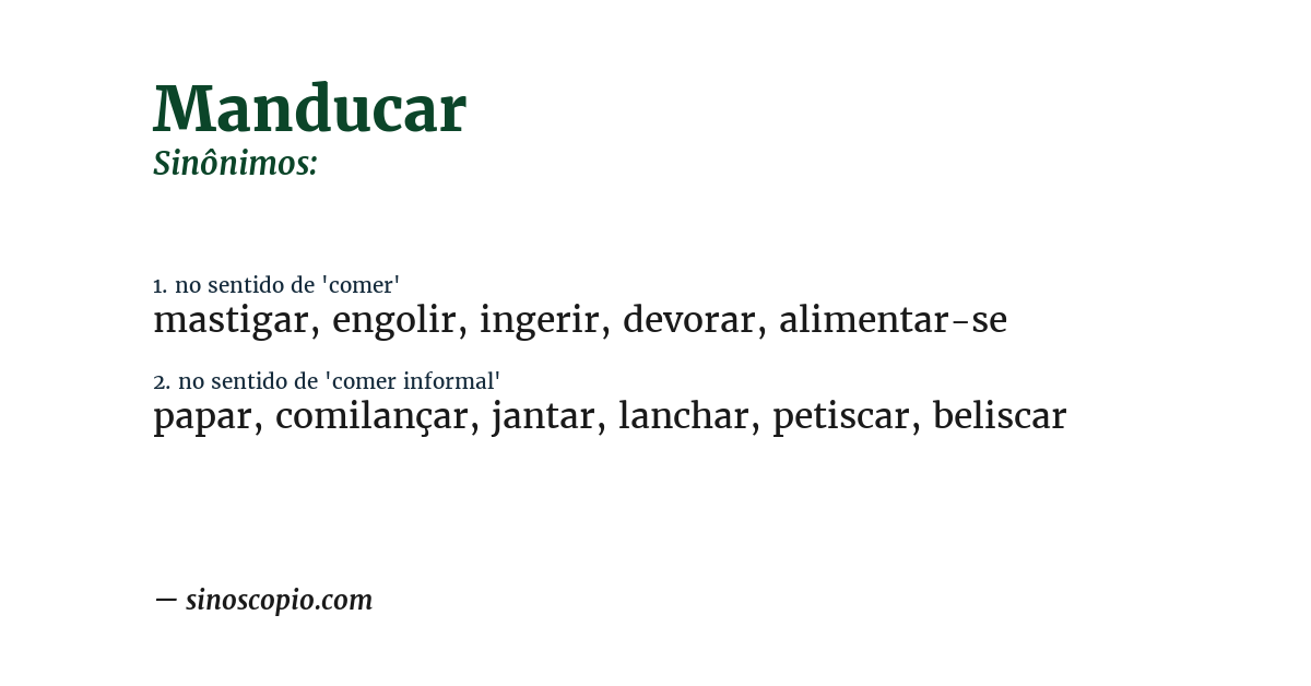 Sinônimo de manducar