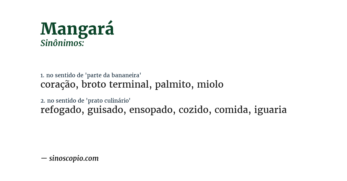 Sinônimo de mangará