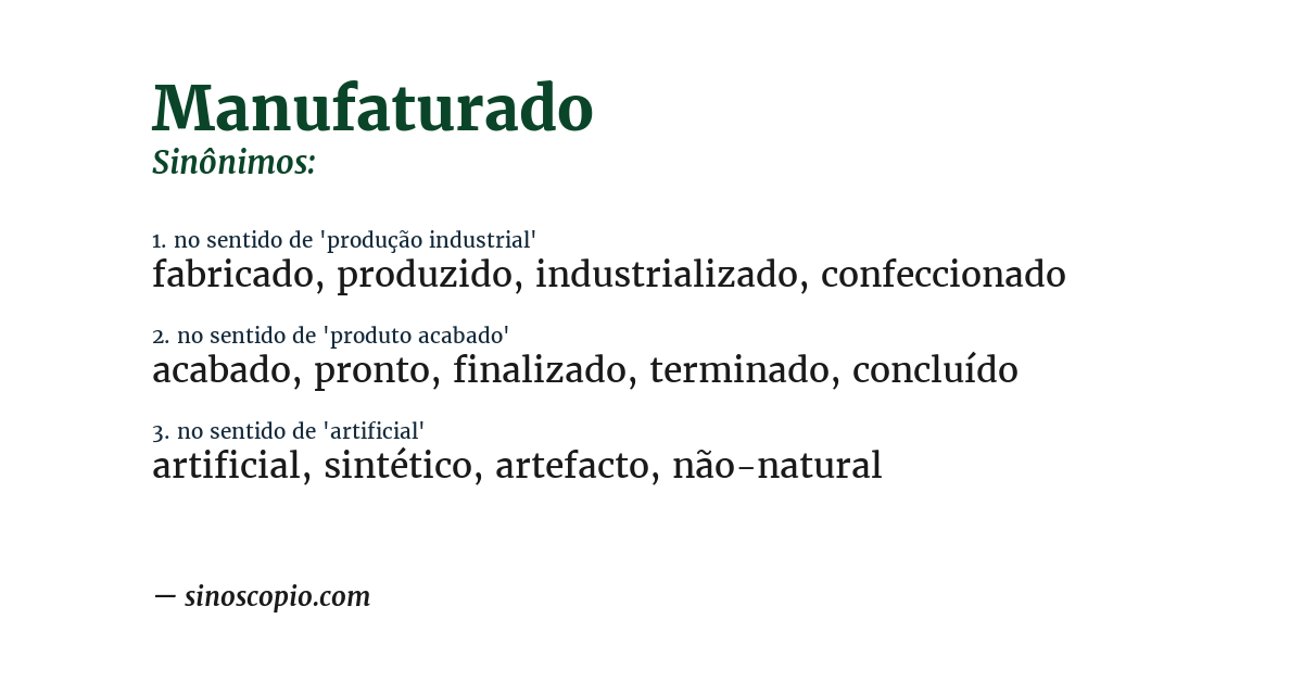 Sinônimo de manufaturado