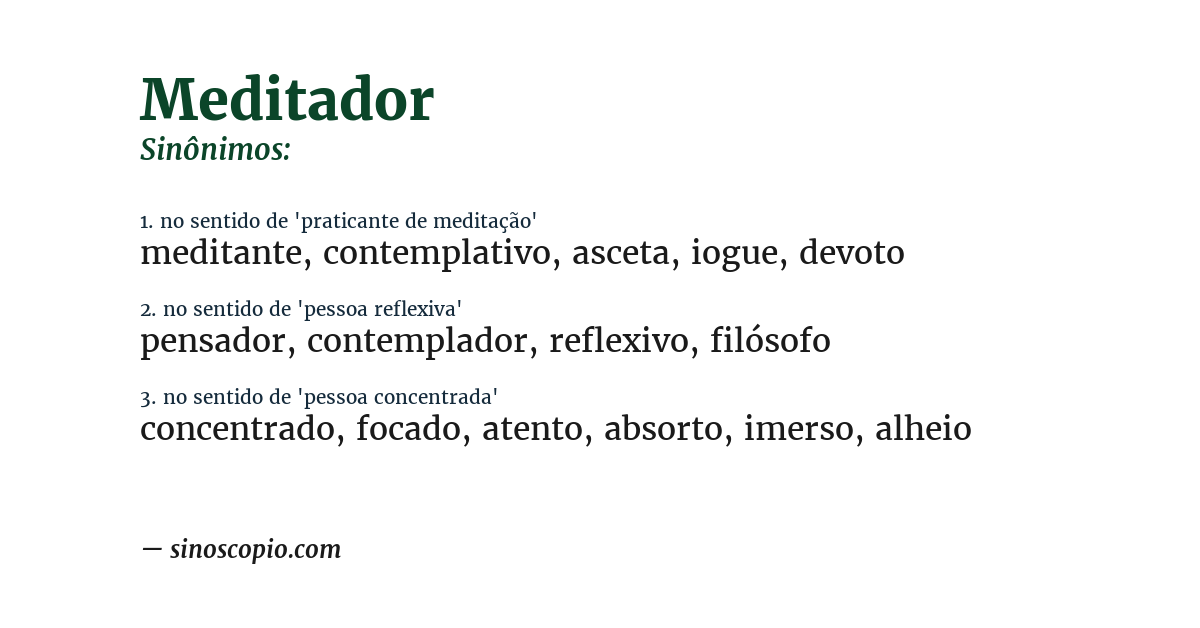 Sinônimo de meditador