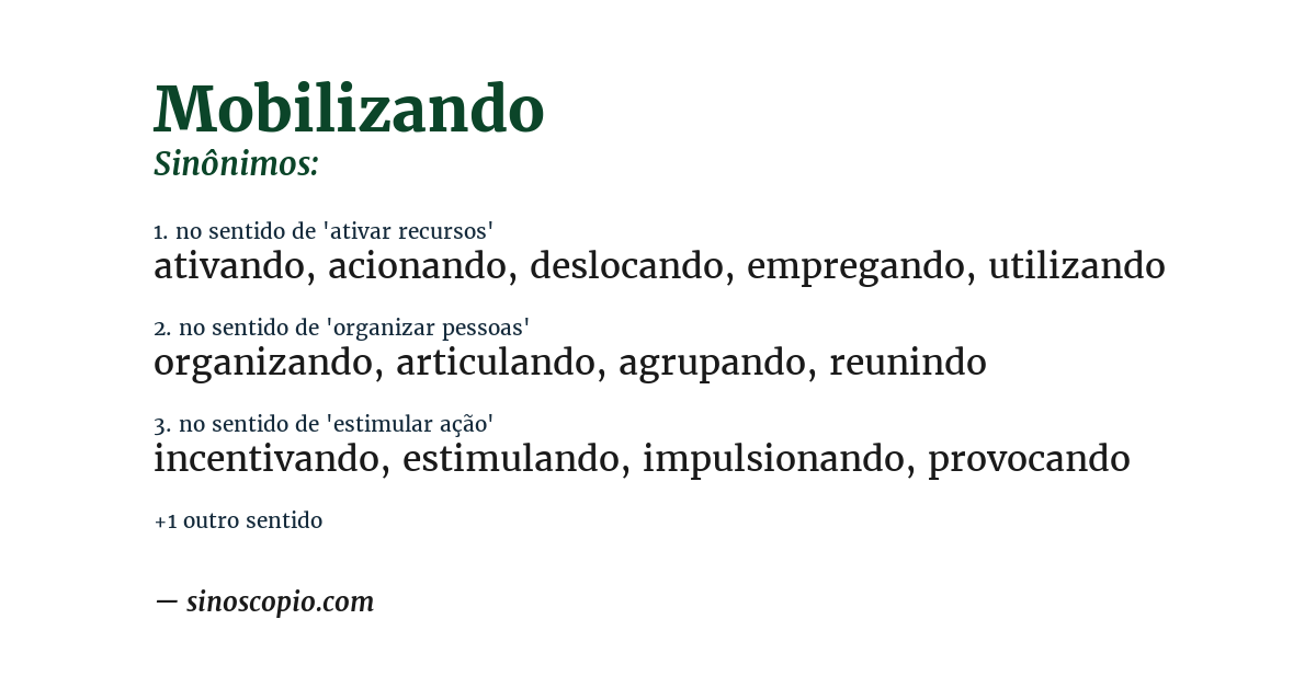 Sinônimo de mobilizando