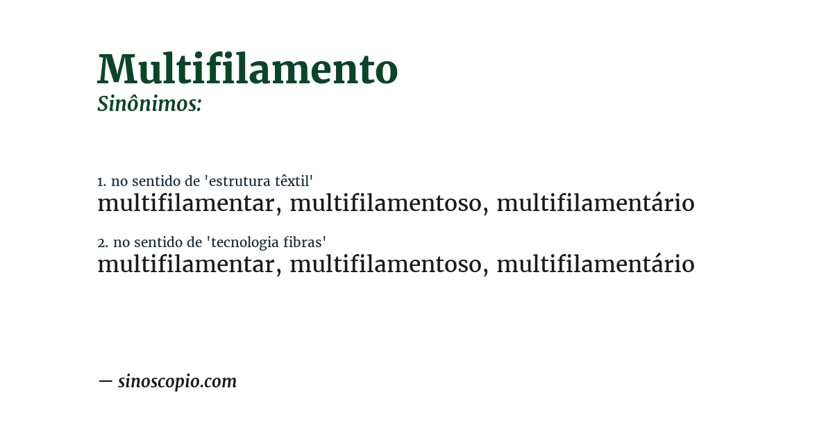 Sinônimo de multifilamento