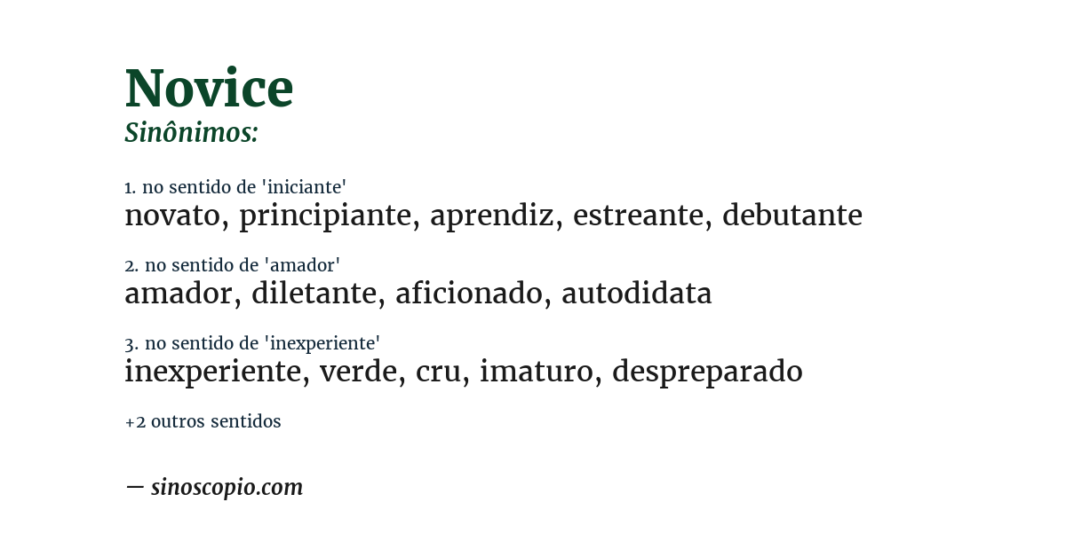 Sinônimo de novice