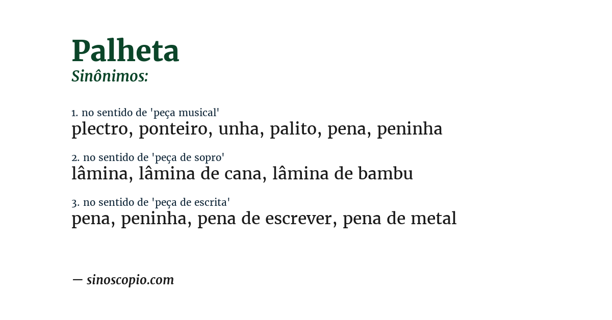 Sinônimo de palheta