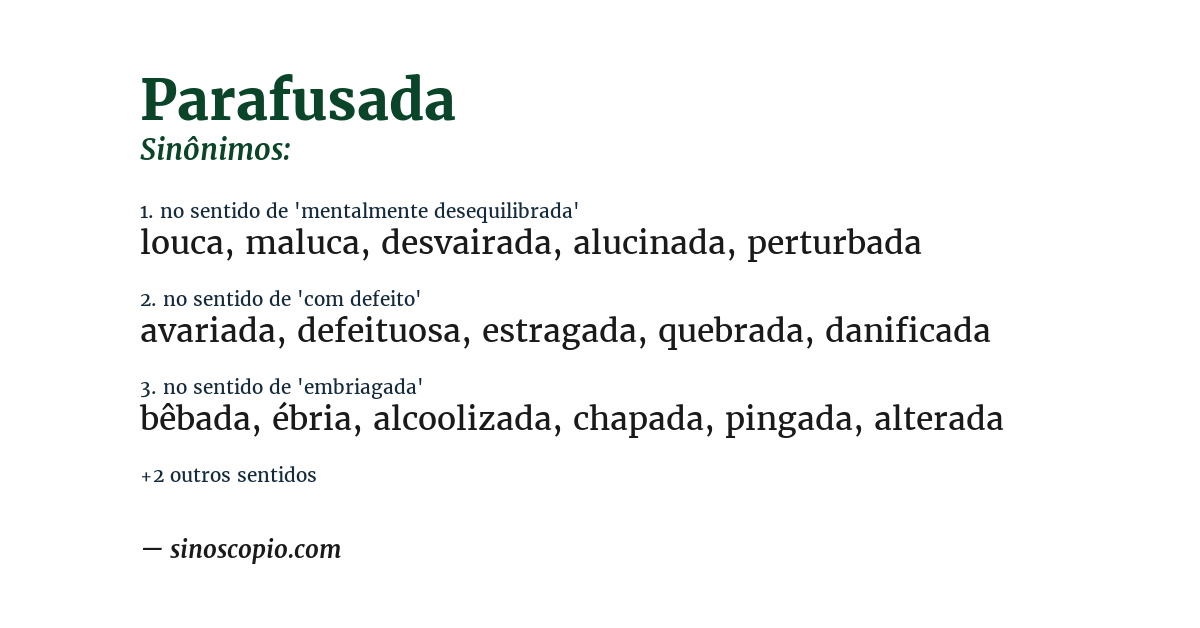 Sinônimo de parafusada