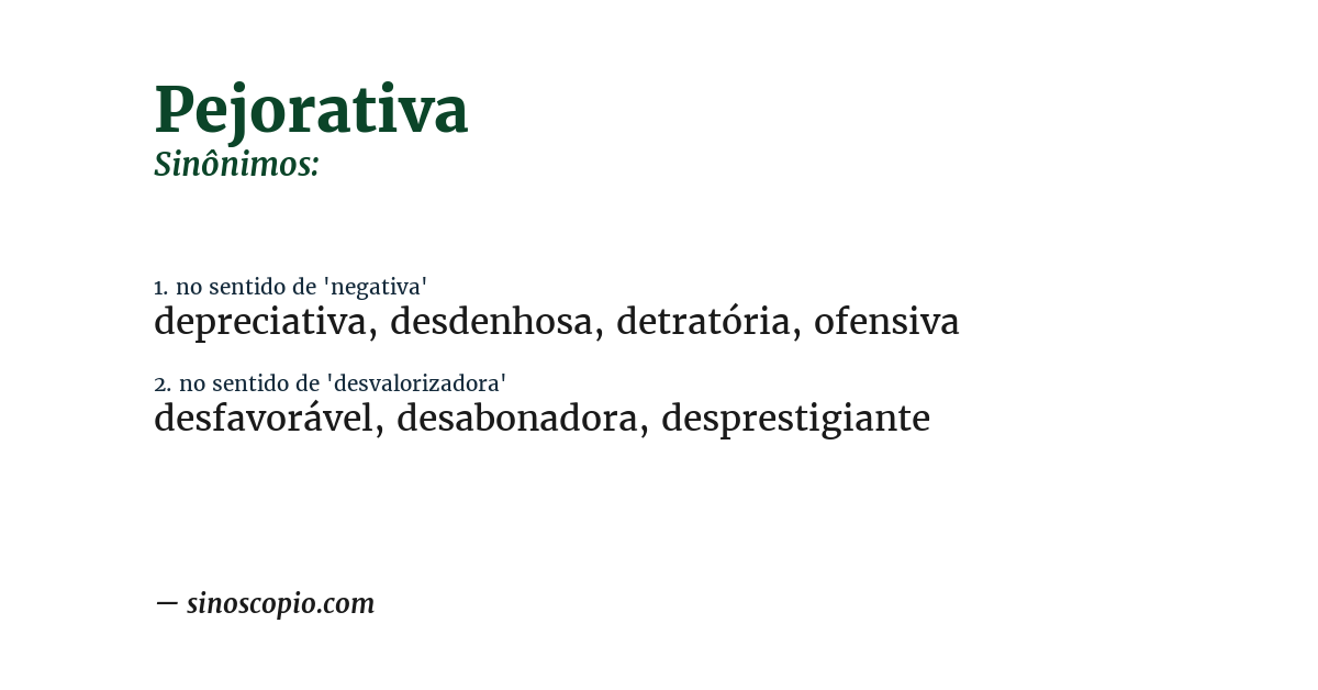 Sinônimo de pejorativa