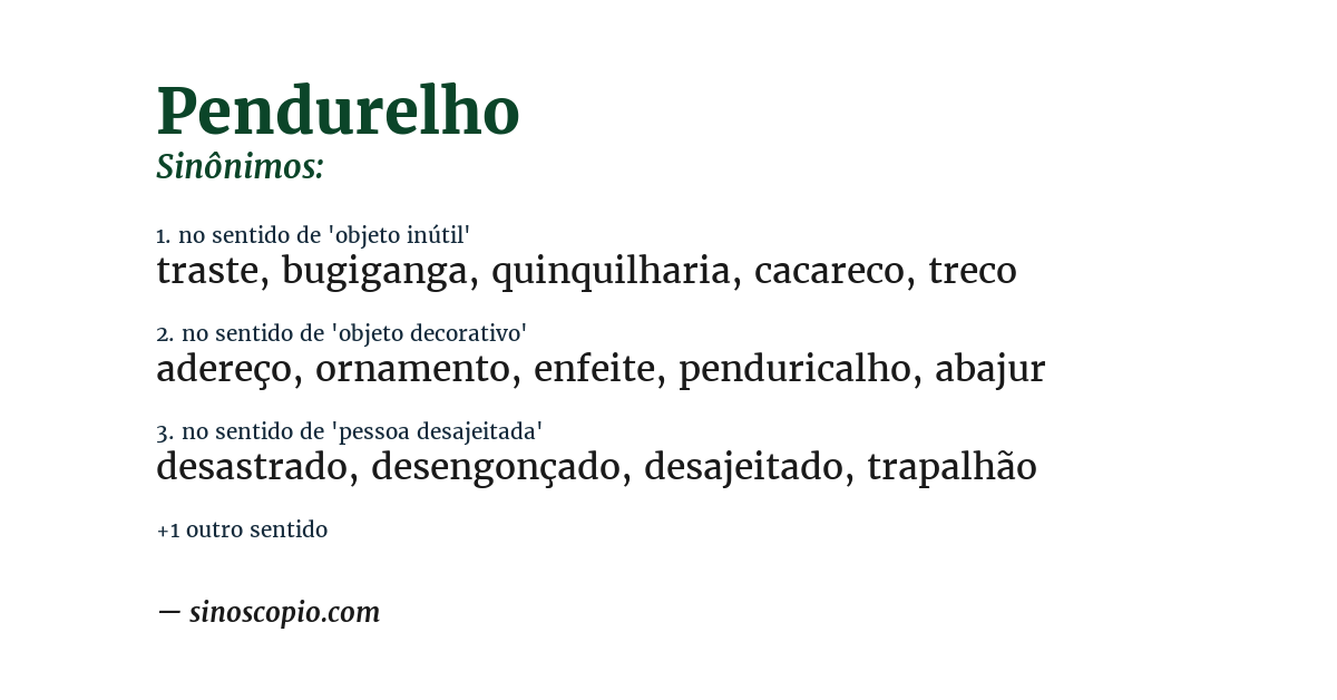 Sinônimo de pendurelho