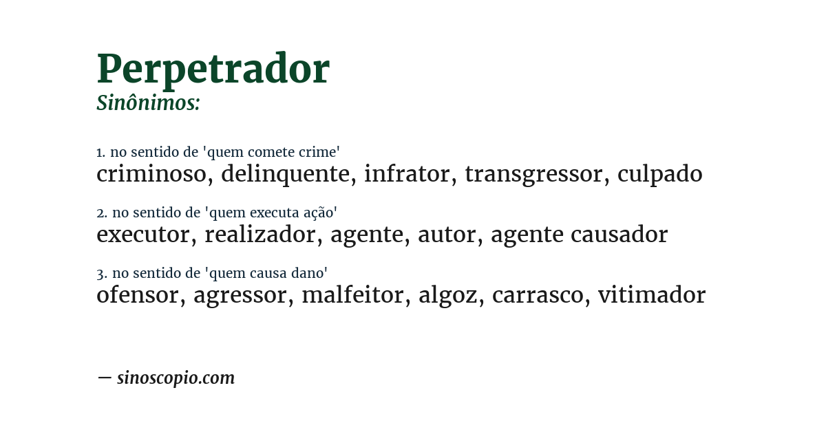 Sinônimo de perpetrador
