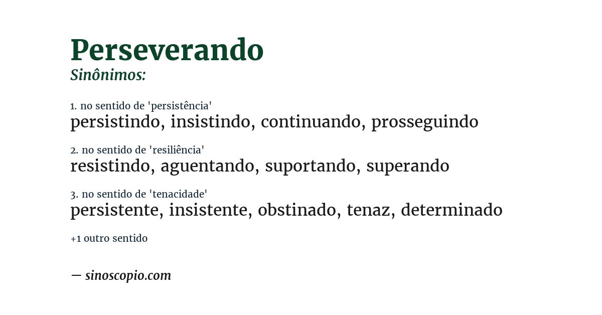 Sinônimo de perseverando