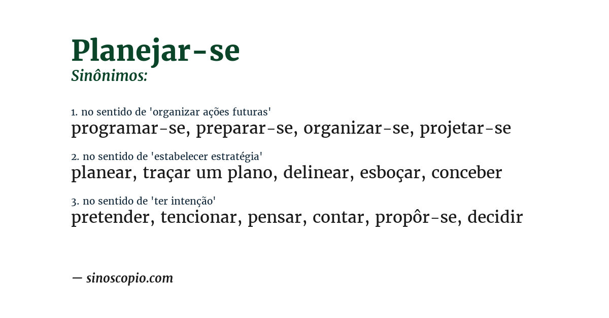 Sinônimo de planejar-se