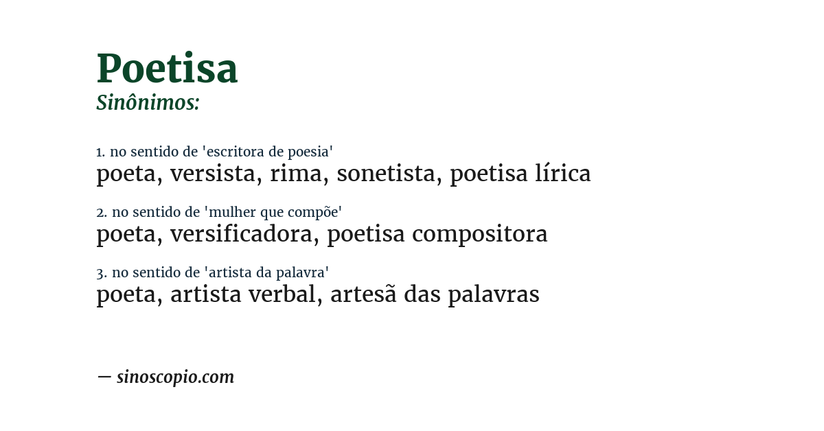 Sinônimo de poetisa