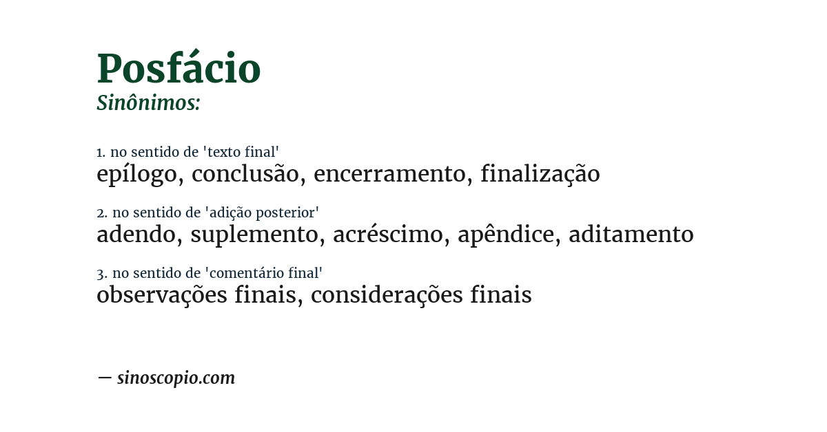 Sinônimo de posfácio