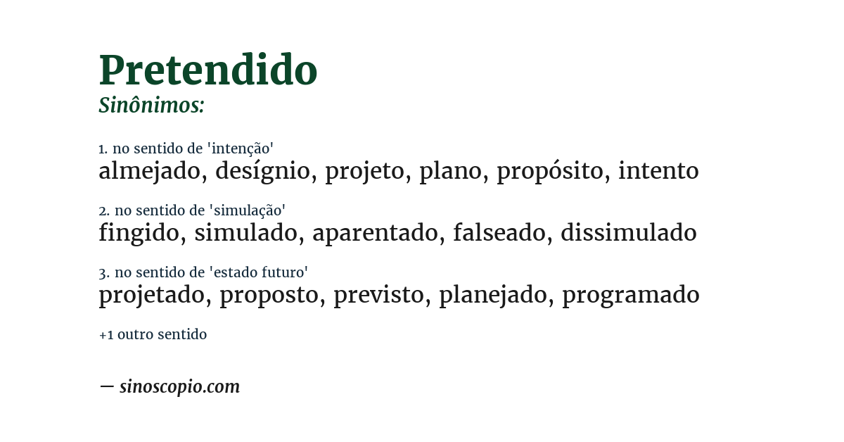 Sinônimo de pretendido