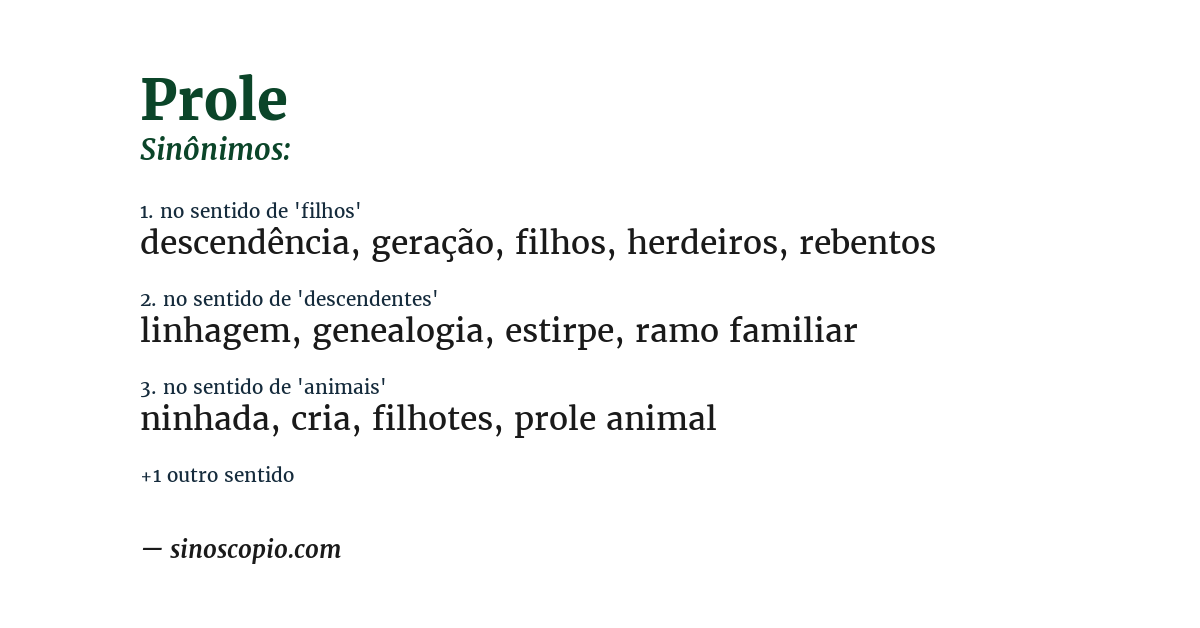 Sinônimo de prole