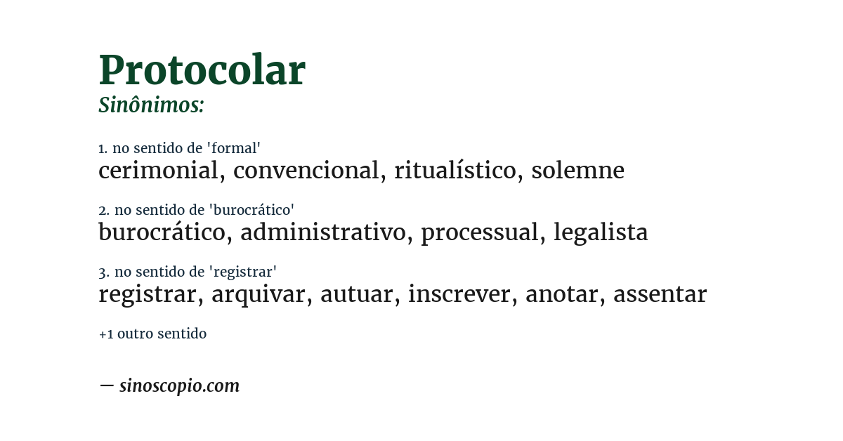 Sinônimo de protocolar