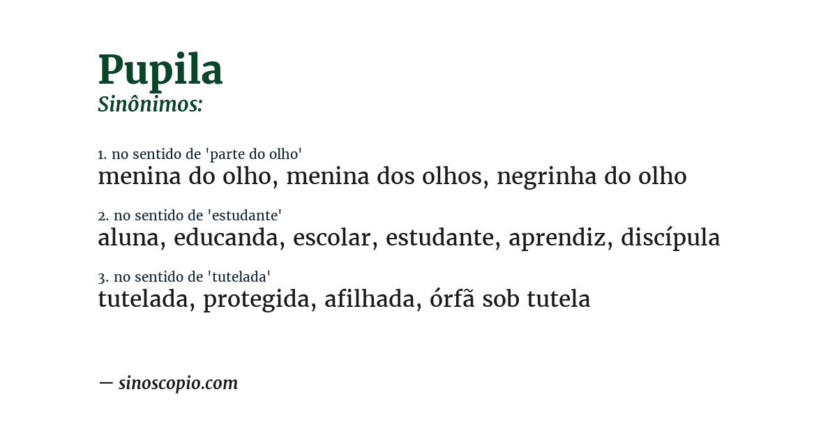 Sinônimo de pupila