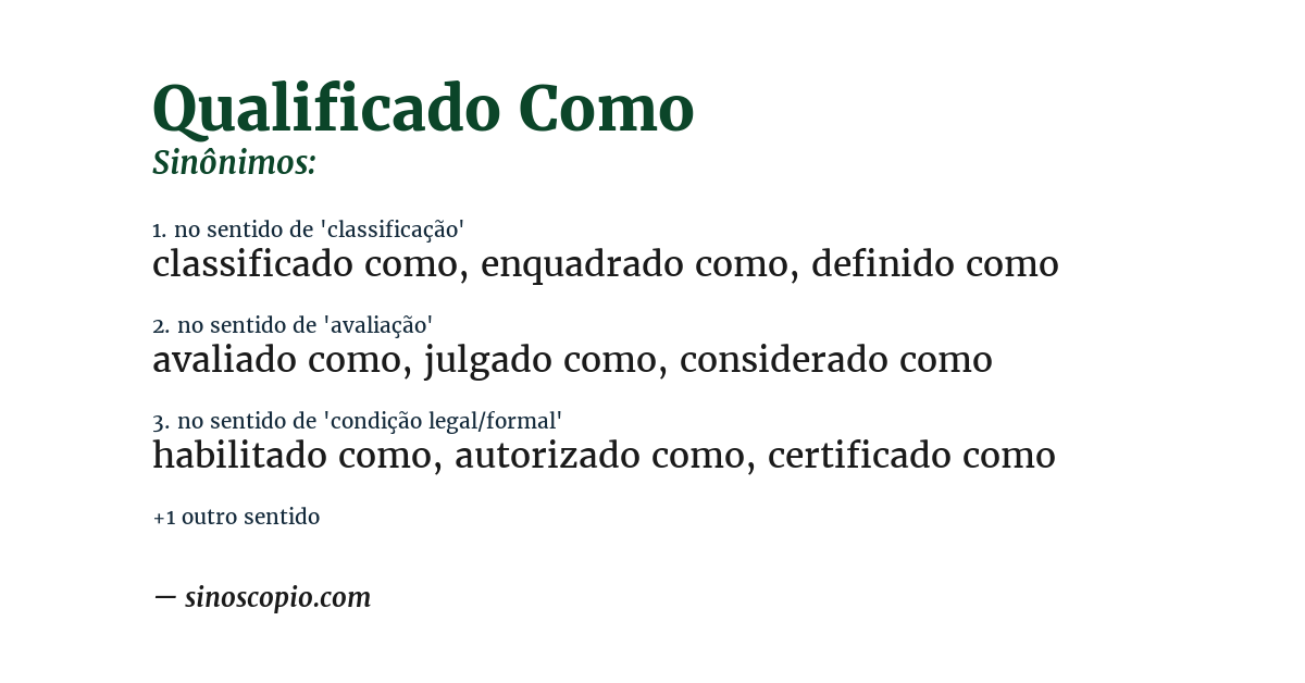 Sinônimo de qualificado como