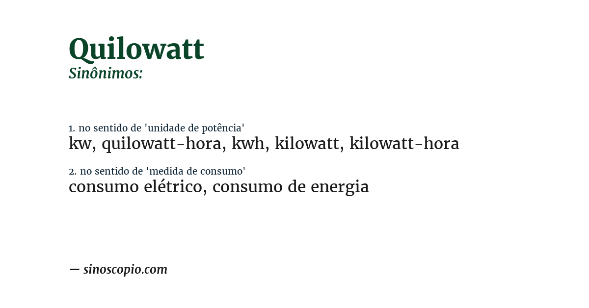 Sinônimo de quilowatt