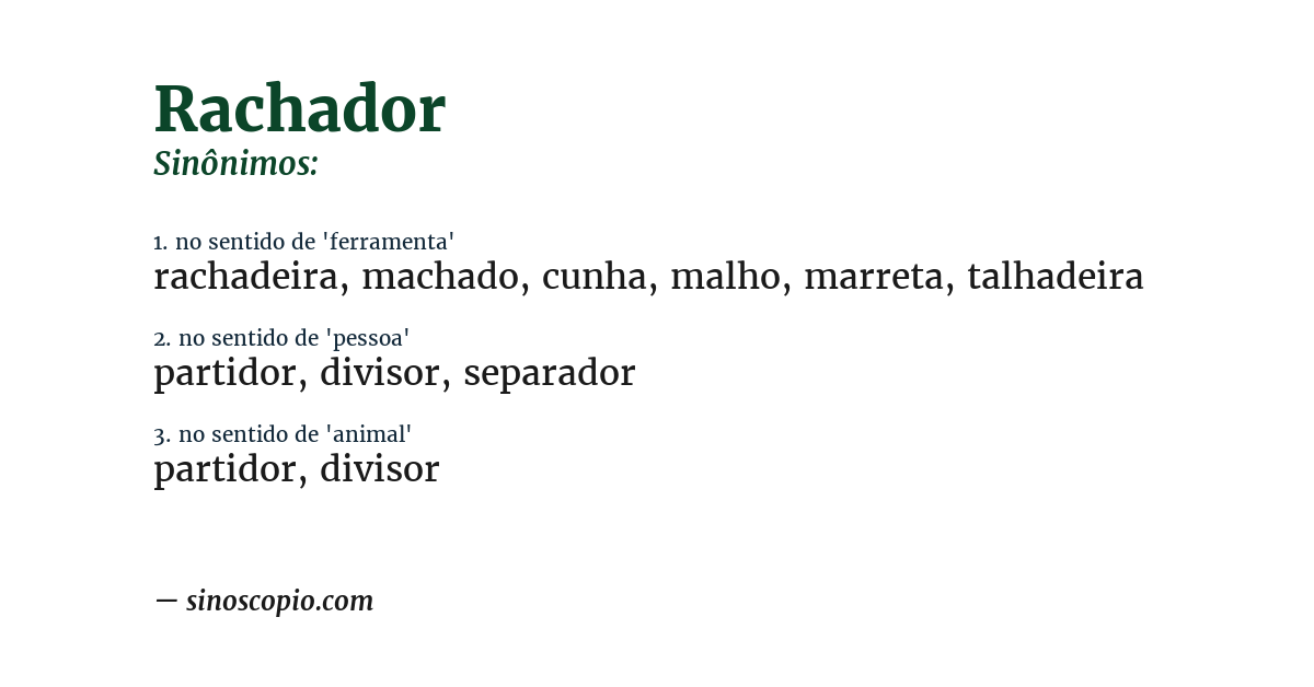 Sinônimo de rachador