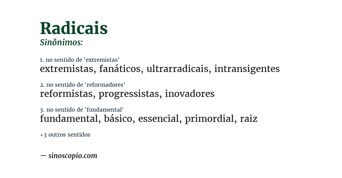 Sinônimo de radicais