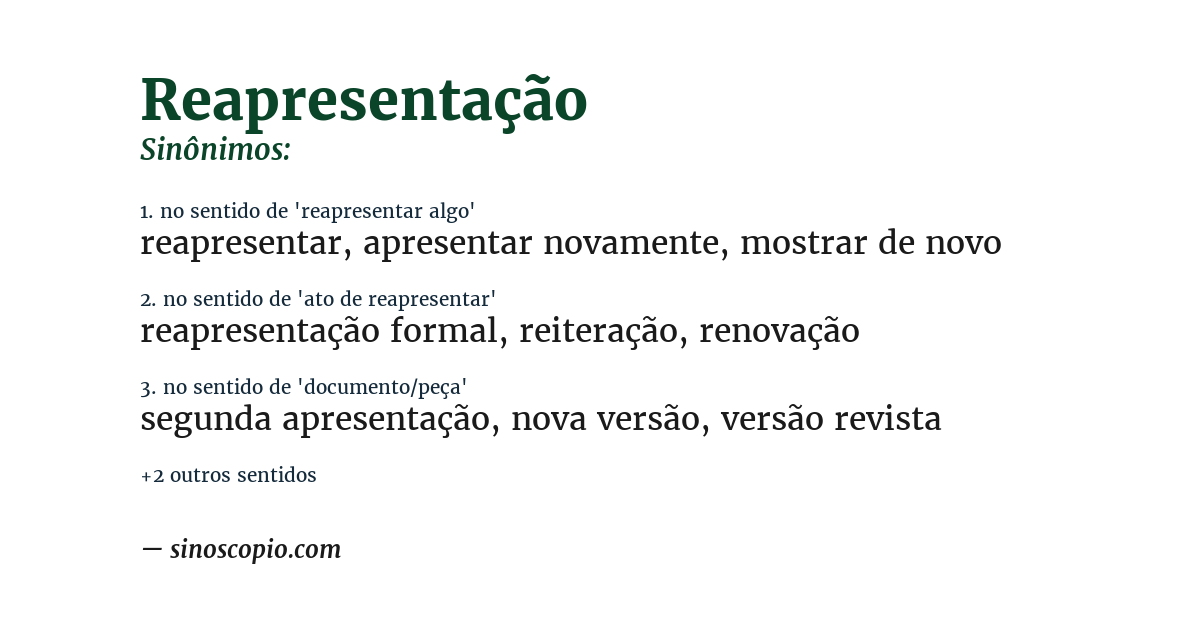 Sinônimo de reapresentação
