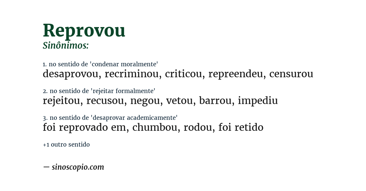 Sinônimo de reprovou