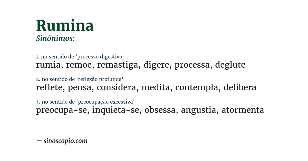 Sinônimo de rumina
