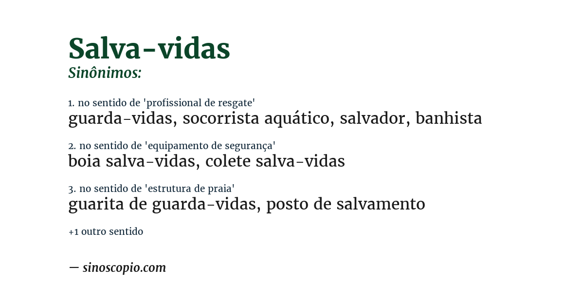 Sinônimo de salva-vidas