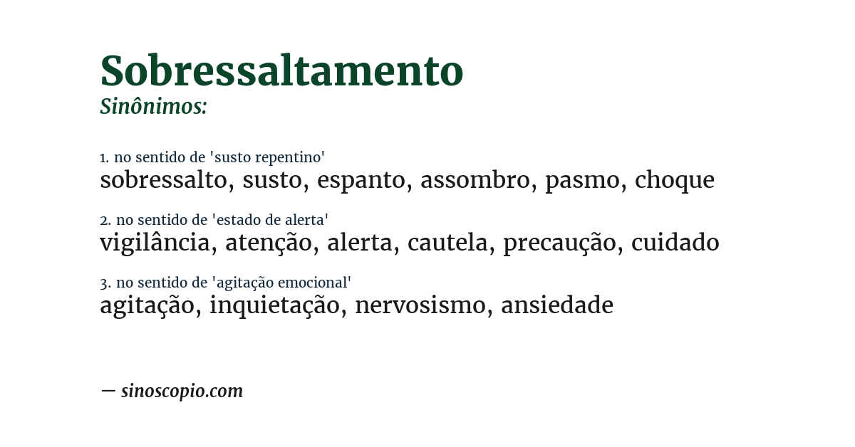 Sinônimo de sobressaltamento