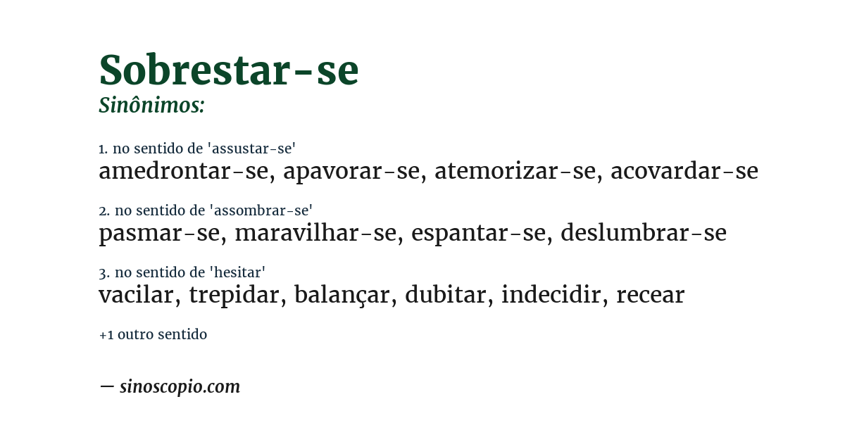 Sinônimo de sobrestar-se