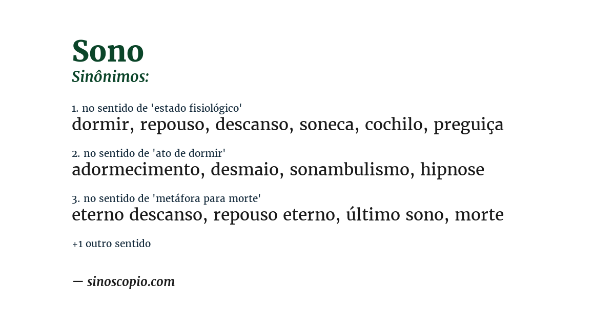 Sinônimo de sono