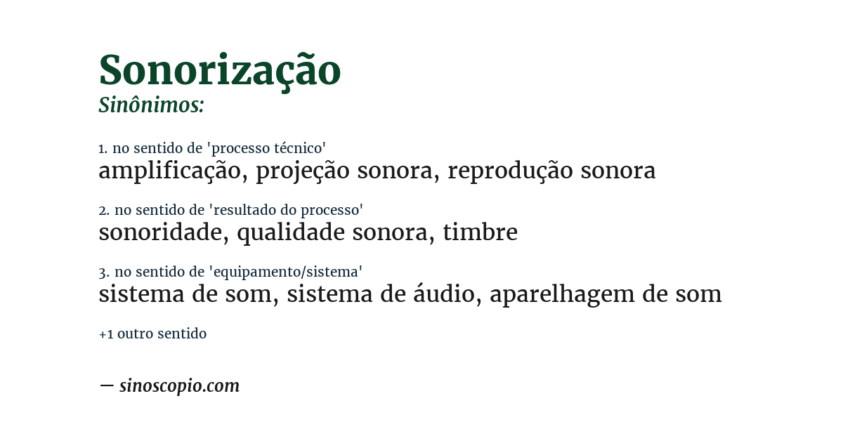 Sinônimo de sonorização
