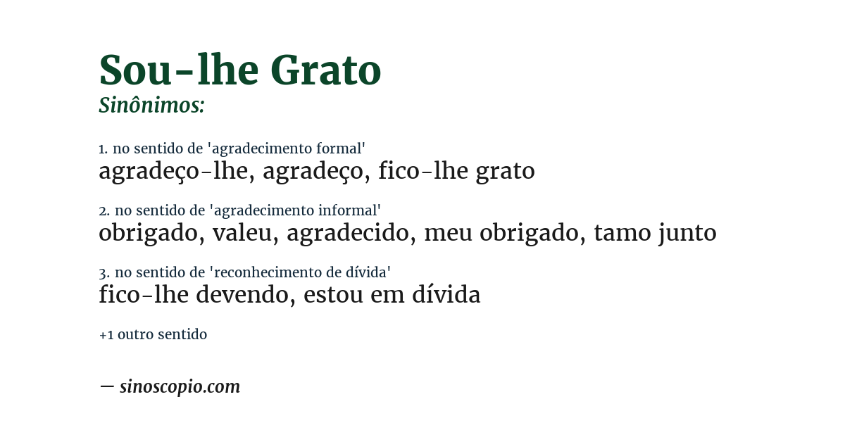 Sinônimo de sou-lhe grato