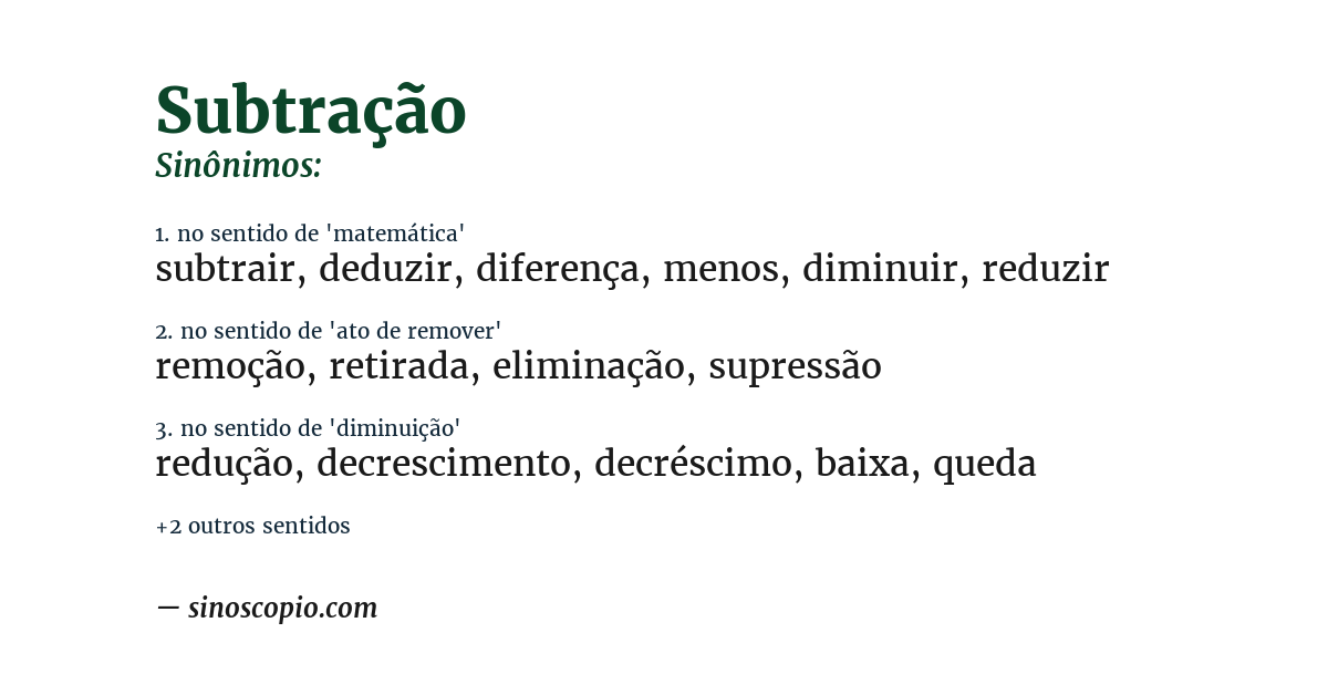 Sinônimo de subtração