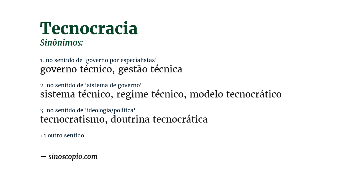 Sinônimo de tecnocracia
